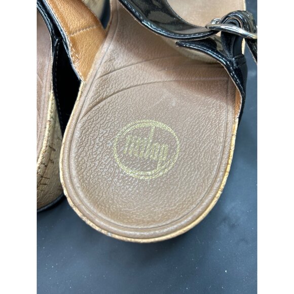 FitFlop Womens Patent Leather Thong Sandals US 10 Black - Picture 4 of 6